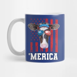 Cow 4th of July Merica American Farmer Mug